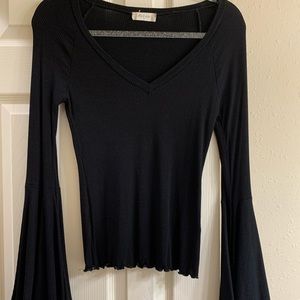 Black bell sleeve top